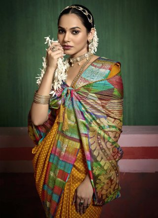 Gratifying Mustard Silk Trendy Saree