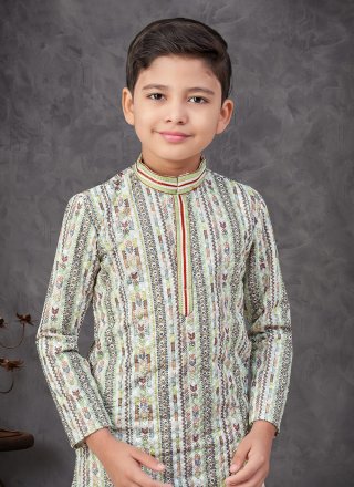 Green and Off White Rayon Kurta Pyjama