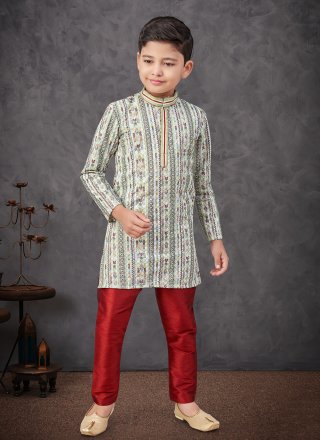 Green and Off White Rayon Kurta Pyjama