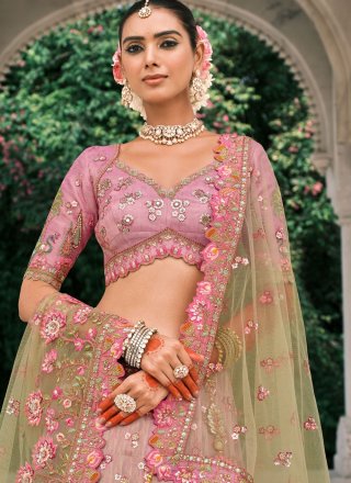 Green and Pink Silk Lehenga Choli