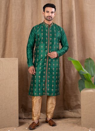 Green Art Silk Indo Western