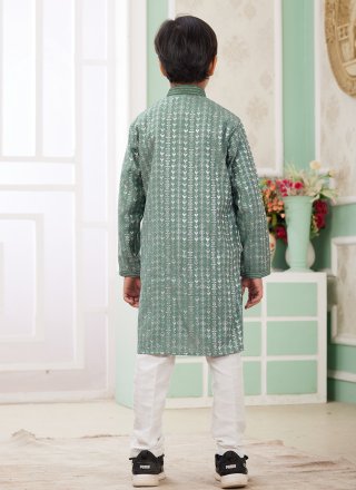 Green Art Silk Kurta Pyjama
