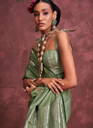 Green Banarasi Jari and Weaving Work Handloom Silk Classic Saree
