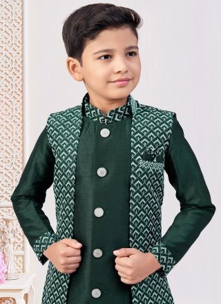 Green Banarasi Silk Indo Western