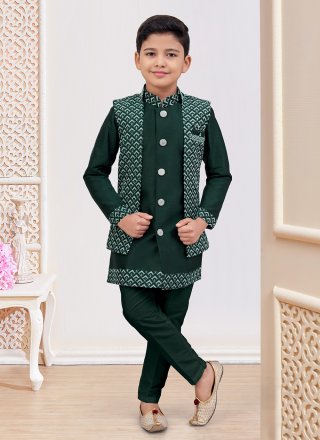 Green Banarasi Silk Indo Western