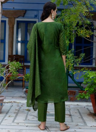 Green Chanderi Embroidered and Jacquard Work Salwar Suit