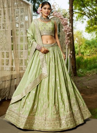 Green Chiffon Lehenga Choli