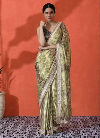 Green Chinon Contemporary Sari with