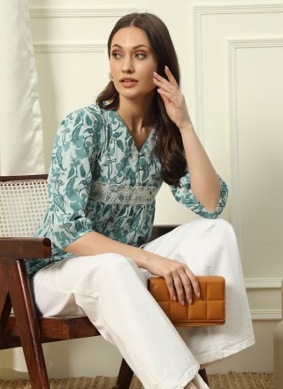 Green Cotton Casual Kurti