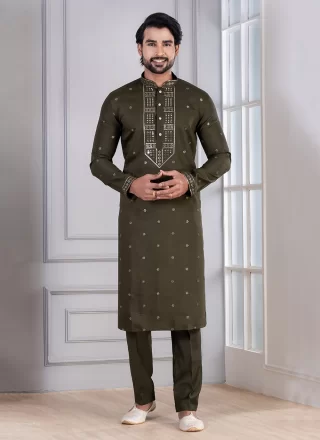 Green Cotton Kurta Pyjama
