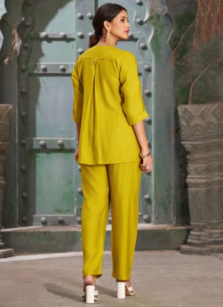 Green Cotton Silk Designer Kurti with Fancy Work