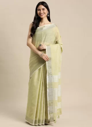 Green Cotton Trendy Saree