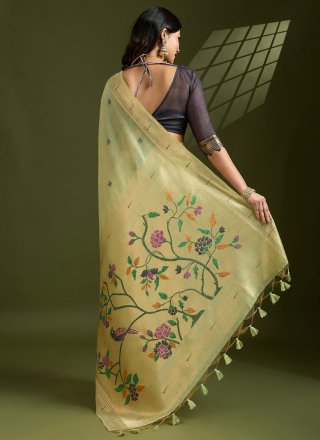 Green Cotton Trendy Saree
