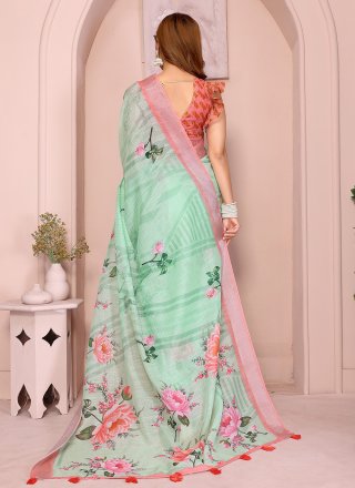 Green Cotton Trendy Saree