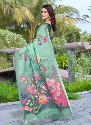 Green Cotton Trendy Saree