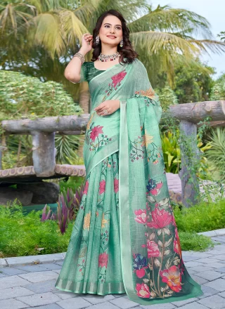 Green Cotton Trendy Saree