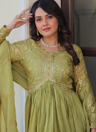 Green Crush Embroidered, Sequins and Zari Work  Designer Gown