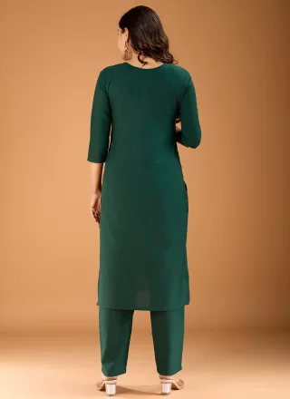 Green Embroidered Work Cotton Designer Kurti