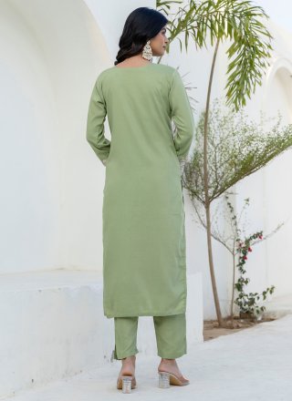Green Embroidered Work Silk Blend Salwar Suit
