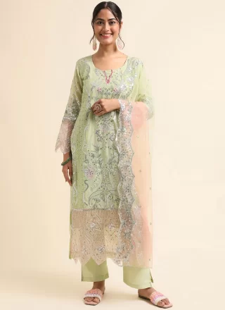 Green Fancy Fabric Salwar Suit