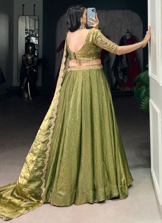Green Fandy Plain Work Lehenga Choli for Ceremonial