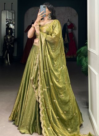 Green Fandy Plain Work Lehenga Choli for Ceremonial