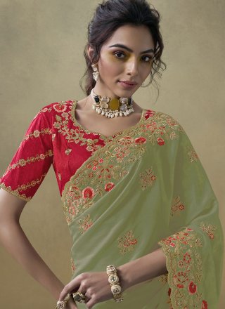 Green Georgette Classic Sari