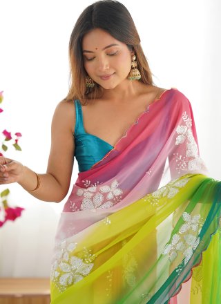 Green Georgette Contemporary Saree