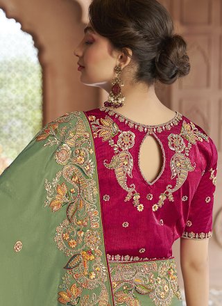 Green Georgette Designer Sari