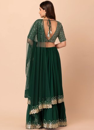 Green Georgette Sequins and Zari Work Lehenga Choli for Women