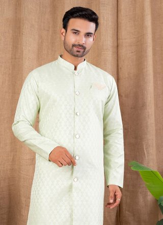 Green Jacquard Indo Western