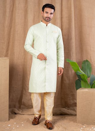 Green Jacquard Indo Western