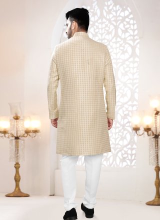 Green Jacquard Woven Work Indo Western for Ceremonial