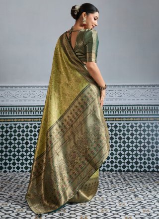 Green Kanjivaram Silk Woven Work Classic Saree for Festival