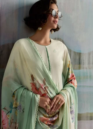 Green Muslin Salwar Suit with