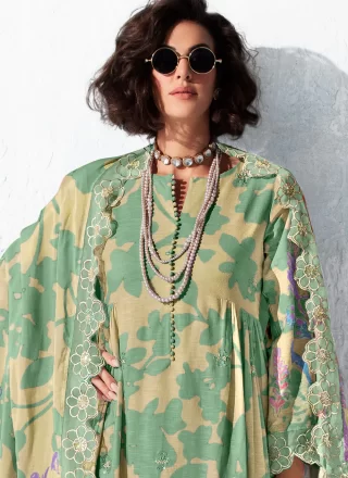 Green Muslin Salwar Suit