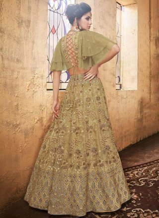Green Organza Lehenga Choli with Embroidered, Stone and Zari Work