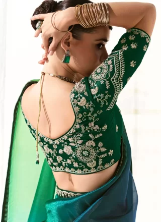 Green Organza Traditional Saree