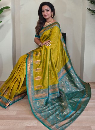 Green Paithni Classic Sari with Weaving Work for Ceremonial