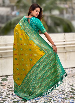 Green Patola Silk Contemporary Saree