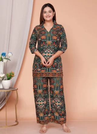 Green Rayon Designer Kurti