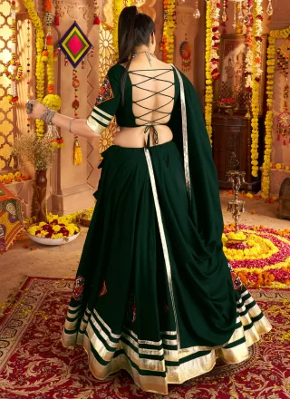 Green Rayon Readymade Lehenga Choli