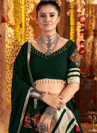 Green Rayon Readymade Lehenga Choli