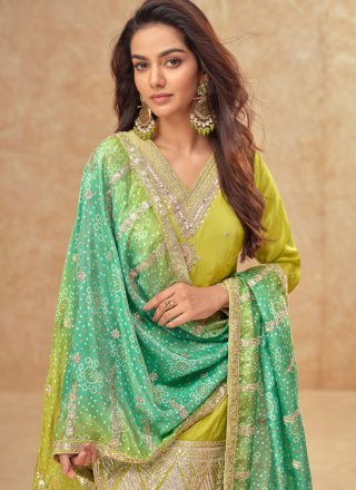 Green Shimmer Sharara Set