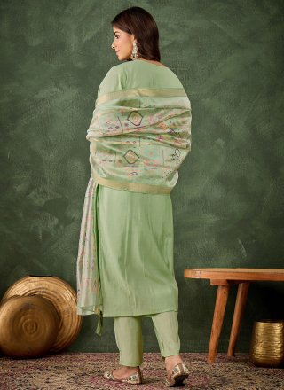 Green Silk Blend Embroidered Work Salwar Suit