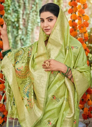 Green Silk Contemporary Saree