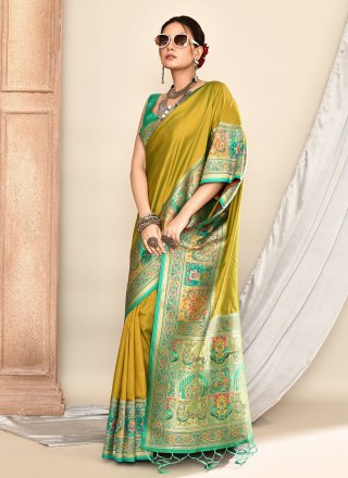 Green Silk Contemporary Sari