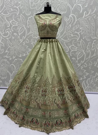 Green Silk Dori, Embroidered and Thread Work Lehenga Choli