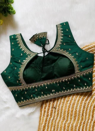 Green Silk Embroidered and Zari Work Designer Blouse
