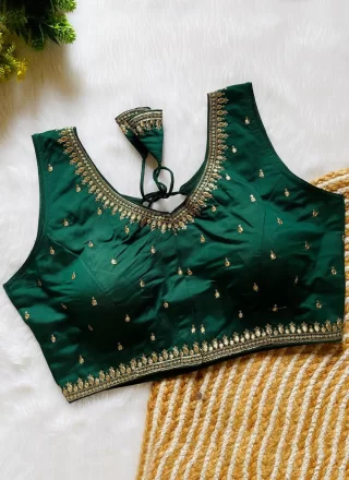 Green Silk Embroidered and Zari Work Designer Blouse